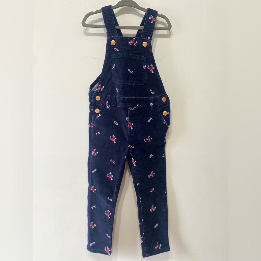 GAP Navy Floral Velvet Kids Overalls